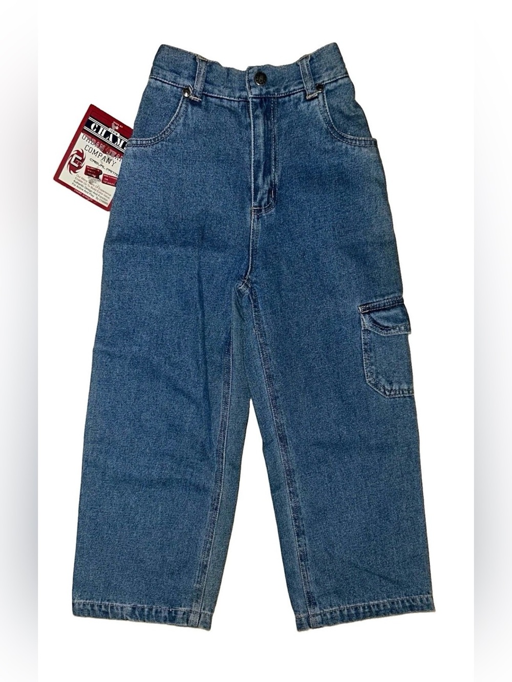 Chams Boy’s Blue Denim Carpenter Jeans Size 6 Straight Leg 18” Inseam